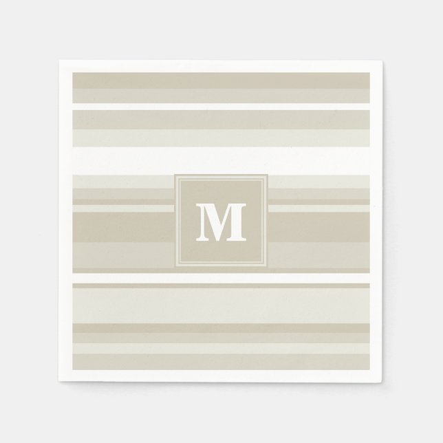 Monogram sandstone stripes napkins (Front)
