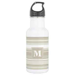 Monogram sandstone stripes stainless steel water bottle
