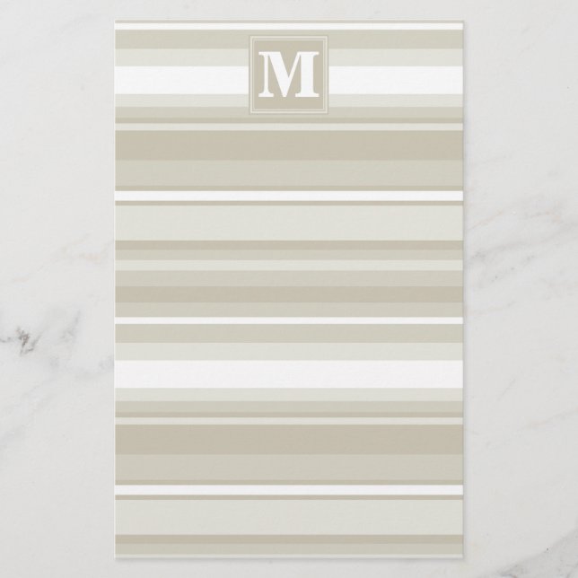 Monogram sandstone stripes stationery (Front)