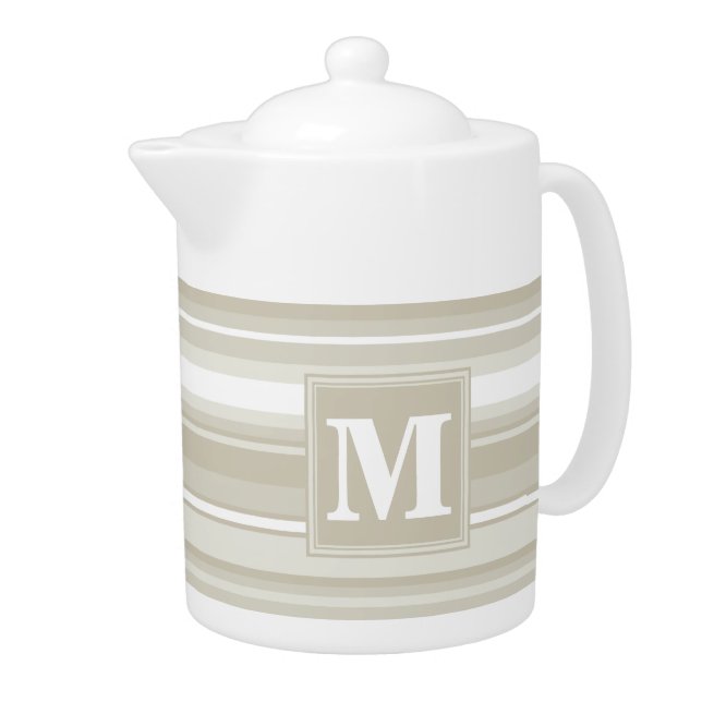 Monogram sandstone stripes teapot (Right)