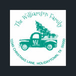 Monogram Santa Red Truck Return Address Christmas Self-inking Stamp<br><div class="desc">Personalize your Christmas envelopes and packages with this festive return address rubber stamp of a vintage red Christmas truck featuring your monogram on the door of the truck and your family name and address in festive hand lettered script typograpny.  Easy to customize with your own family name and address.</div>