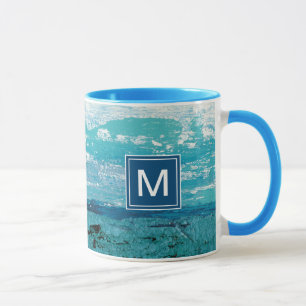 Monogram Sapphire Blue Watercolor Mug