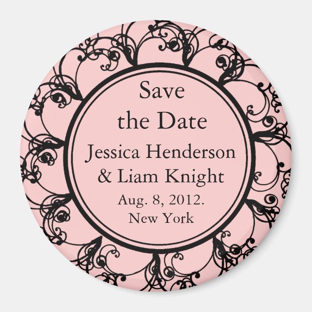 Monogram Save the Date Magnet pink (Front)