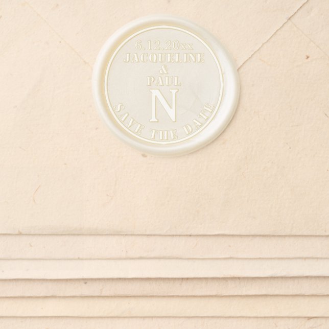 Monogram Save the Date Wedding  Wax Seal Sticker (Front)