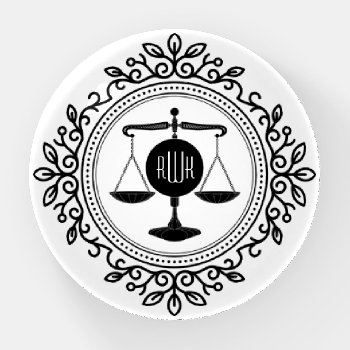 Monogram | Scales Of Justice Paperweight by wierka at Zazzle
