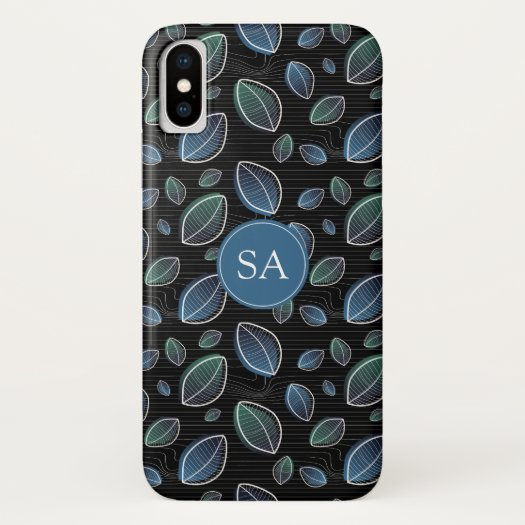 Monogram Scandinavian Autumn Leaves Geometric