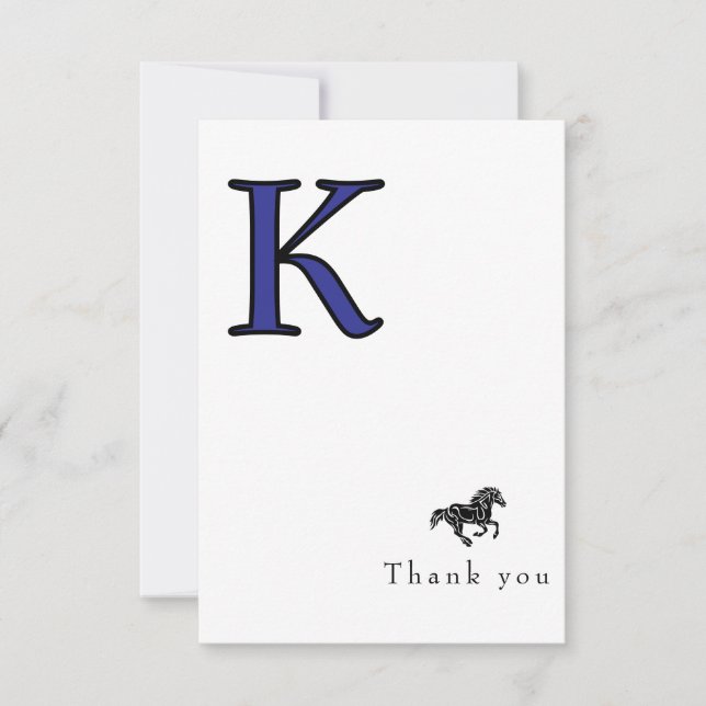 Monogram School Logo Personalized Name II Thank You Card (Front)
