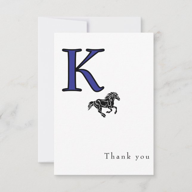 Monogram School Logo Personalized Name  Thank You Card (Front)