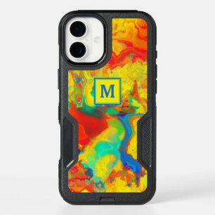Monogram Screaming Yellow, Red and Blue Abstract iPhone 16 Plus Case