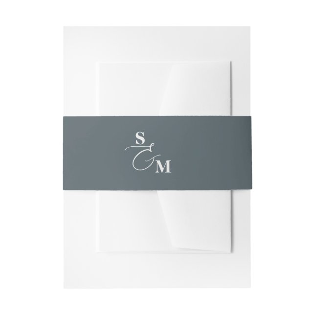 Monogram Script Ampersand Classic Wedding Invitation Belly Band (Front Example)