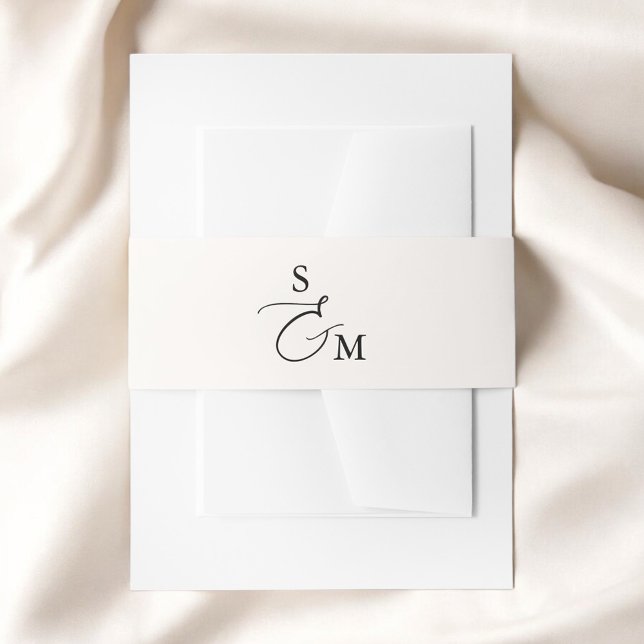 Monogram Script Ampersand Elegant Invitation Belly Band (Creator Uploaded)