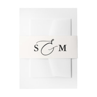 Monogram Script Ampersand Elegant Invitation Belly Band