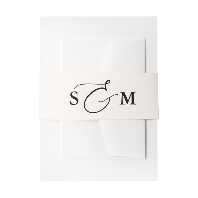 Monogram Script Ampersand Elegant Invitation Belly Band (Front Example)