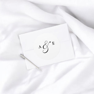 Monogram Script Ampersand Wedding Classic Round Sticker