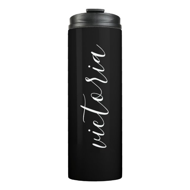 Monogram Script Black Thermal Tumbler (Front)