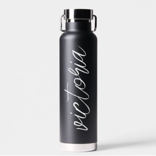 Monogram Script Black Water Bottle