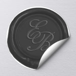 Monogram Script Black Wax Seal Wedding Favor<br><div class="desc">Monogram Script Black Wax Seal Wedding Favor Stickers.</div>