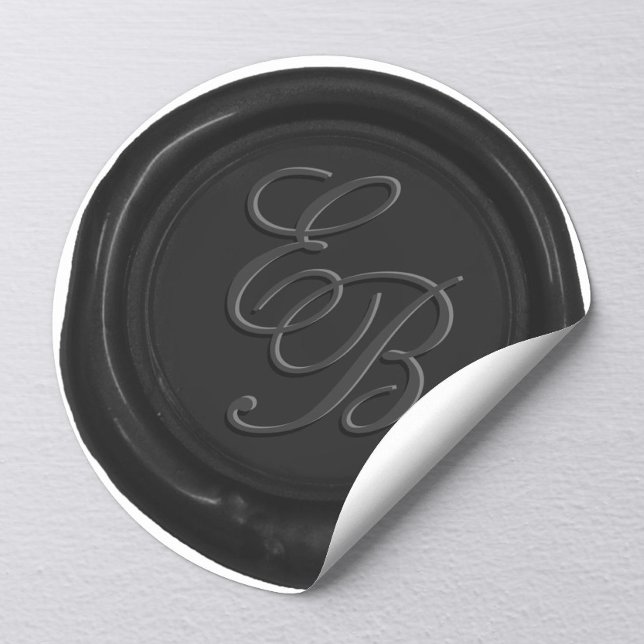 Monogram Script Black Wax Seal Wedding Favor (Creator Uploaded)