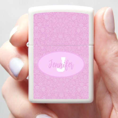 Monogram Script Blush Blossoms Personalized Zippo Lighter