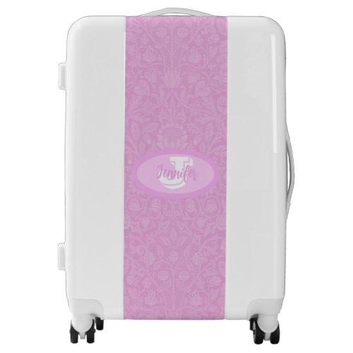 Monogram Script Blush Pink Blossoms Luggage