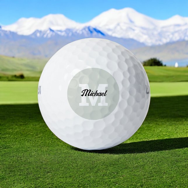 Monogram Script Calligraphy Sage Green Golf Balls (Creator Uploaded)