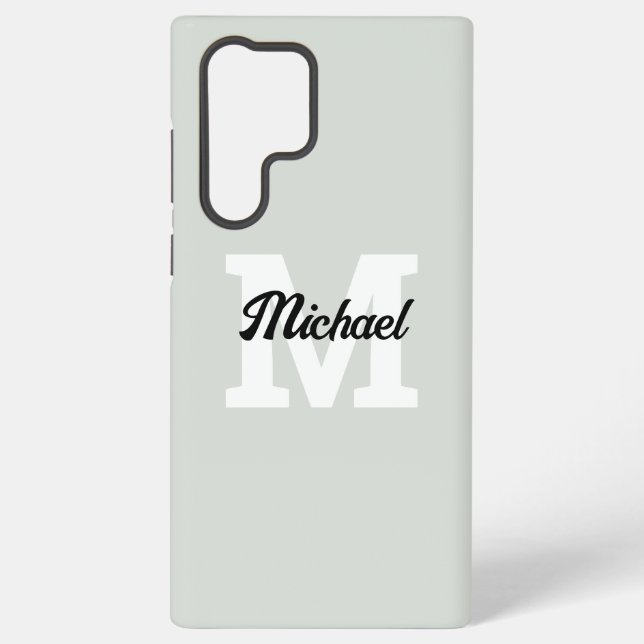 Monogram Script Calligraphy Sage Green Samsung Galaxy Case (Back)