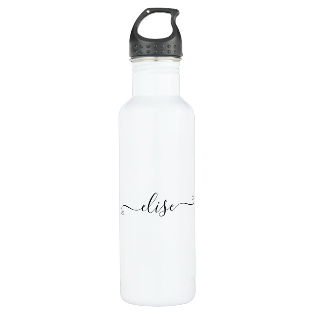 Monogram Script Calligraphy Simple name  Stainless Steel Water Bottle (Front)