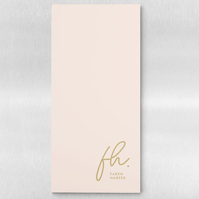 Monogram Script Elegant Modern Feminine Blush Gold Magnetic Notepad (Creator Uploaded)