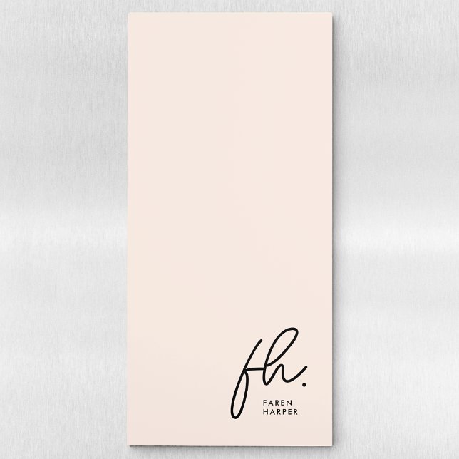 Monogram Script Elegant Modern Feminine Blush Magnetic Notepad (Creator Uploaded)
