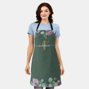 Monogram Script Eucalyptus Botanical Name Apron