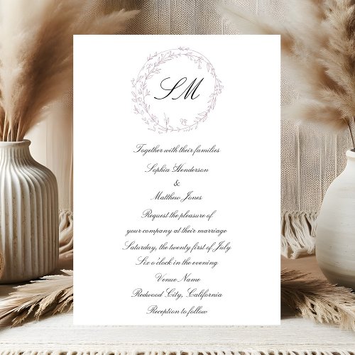 Monogram Script Formal Wedding Invitation
