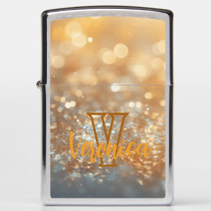 Monogram Script Golden Glimmer Zippo Lighter