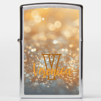 Monogram Script Golden Glimmer Zippo Lighter