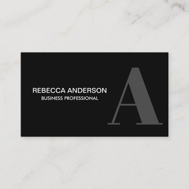 Monogram Script Gray | Black Background Business C Business Card (Front)