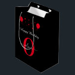 Monogram Script Happy Birthday Black White Red Medium Gift Bag<br><div class="desc">A cool and awesome monogram script name design for family and friends to wish someone special and unique a Happy Birthday. The typography text of the stars and balloons design is customizable and can be personalized with your own custom message. You can change the font, font color, font size, letter...</div>
