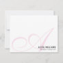 Monogram Script Initial Blush Pink Pastel Business Note Card