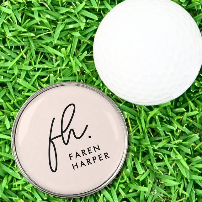 Monogram Script Initials Feminine Pink Girly  Golf Ball Marker (Creator Uploaded)