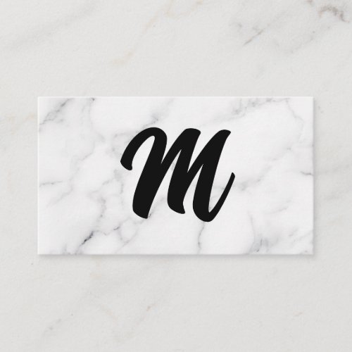 Monogram Script  Marble Background Business Card