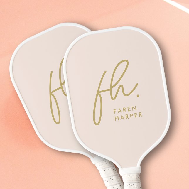 Monogram Script Modern Girly Pickleball Paddle (Creator Uploaded)
