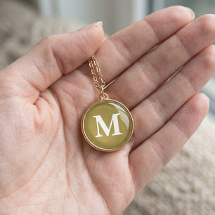 Monogram Script Mustard Mom Girl Birthday Custom Gold Plated Necklace