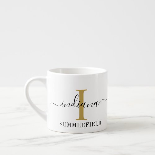 Monogram Script Name and Initial Espresso Cup
