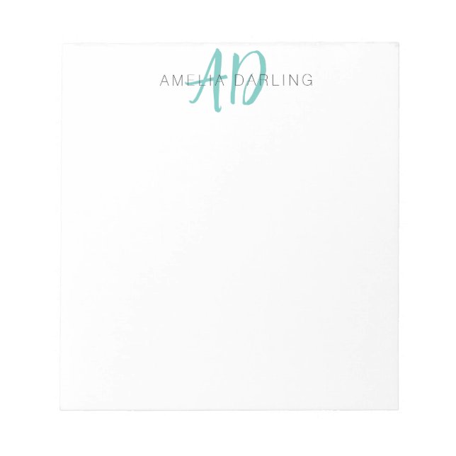 Monogram Script Name Custom Notepad (Front)