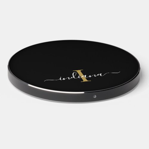 Monogram Script Name Initial Birthday Wireless Charger