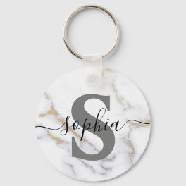 Monogram Script Name Initial Custom Personalized Keychain