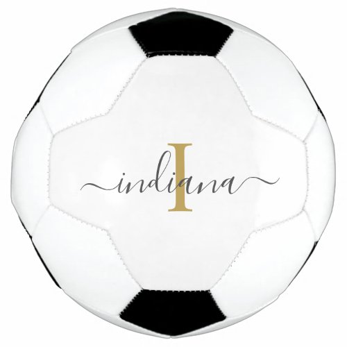 Monogram Script Name Initial Modern Personalize Soccer Ball