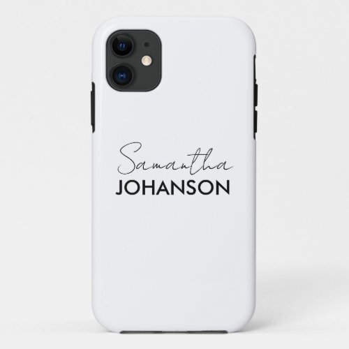 Monogram Script Name  Modern Minimalist Feminine iPhone 11 Case