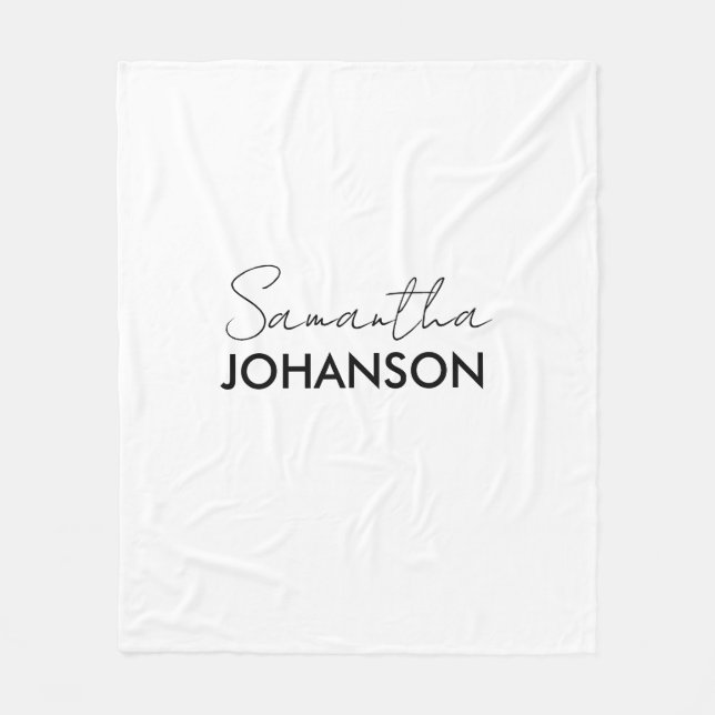 Monogram Script Name | Modern Minimalist  Fleece Blanket (Front)