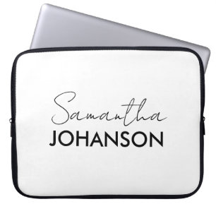 Monogram Script Name Modern Minimalist Laptop Sleeve