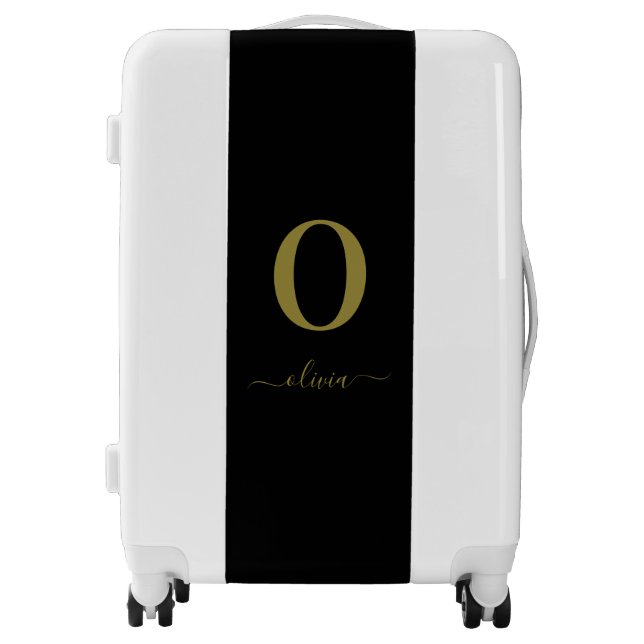 Monogram Script Name Personalized Black And Luggage (Front)
