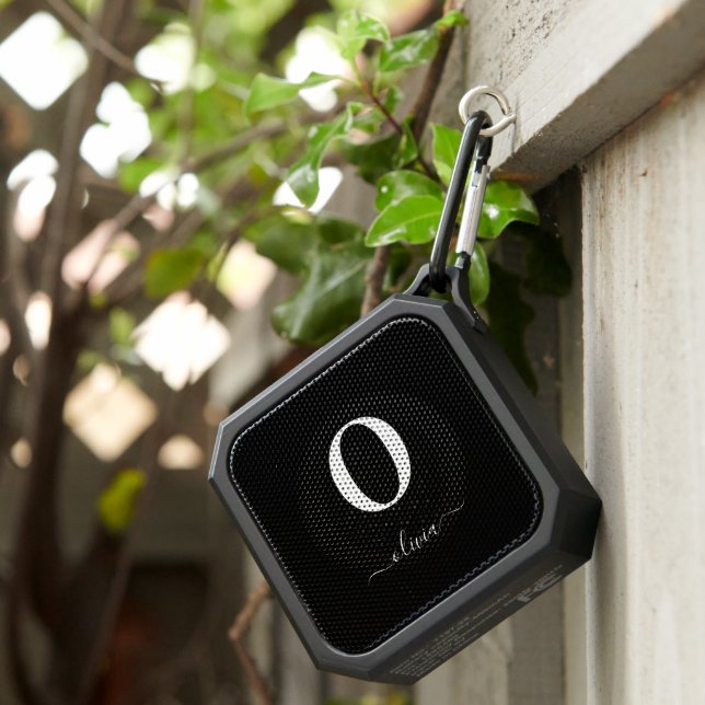 Monogram Script Name Personalized Black And White Bluetooth Speaker (Inisitu)